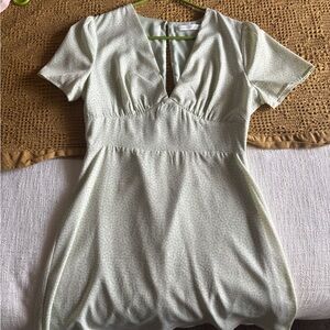 Altar'd State Light Green V-Neck Mini Dress